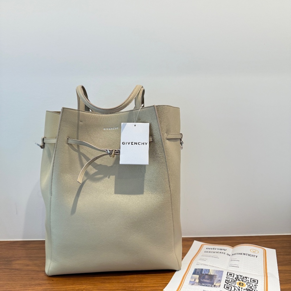 Givenchy Calfskin Voyou Medium North South Tote Natural Beige